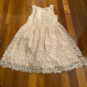 Girls pale pink and white lace dress